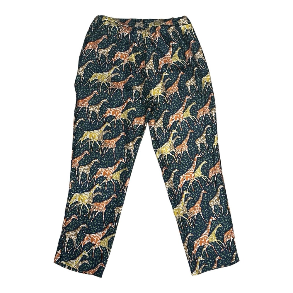 J CREW Women Pull On SilkTwill Pant in Giraffes Print Size S/M - Picture 5 of 16